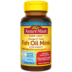 【含税直邮】Nature Made Burp-Less Omega-3 来自鱼油 1400 毫克 60粒