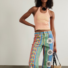LOEWE Paula's Ibiza 粉色罗纹针织上衣