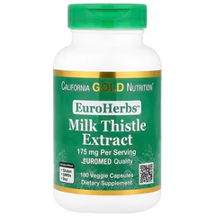 California Gold Nutrition, EuroHerbs，水飞蓟提取物，Euromed 质量，175 毫克，180 粒素食胶囊
