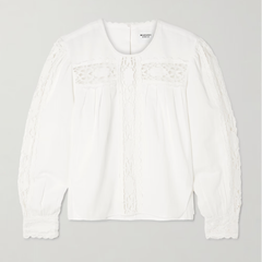 MARANT ÉTOILE Valmira 蕾丝边亚麻棉混纺衬衫