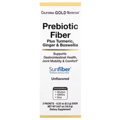 California Gold Nutrition, 益生元纤维 + 姜黄提取物，有机姜提取物和乳香提取物克，3 包，每包 0.22 盎司（6.3 克）